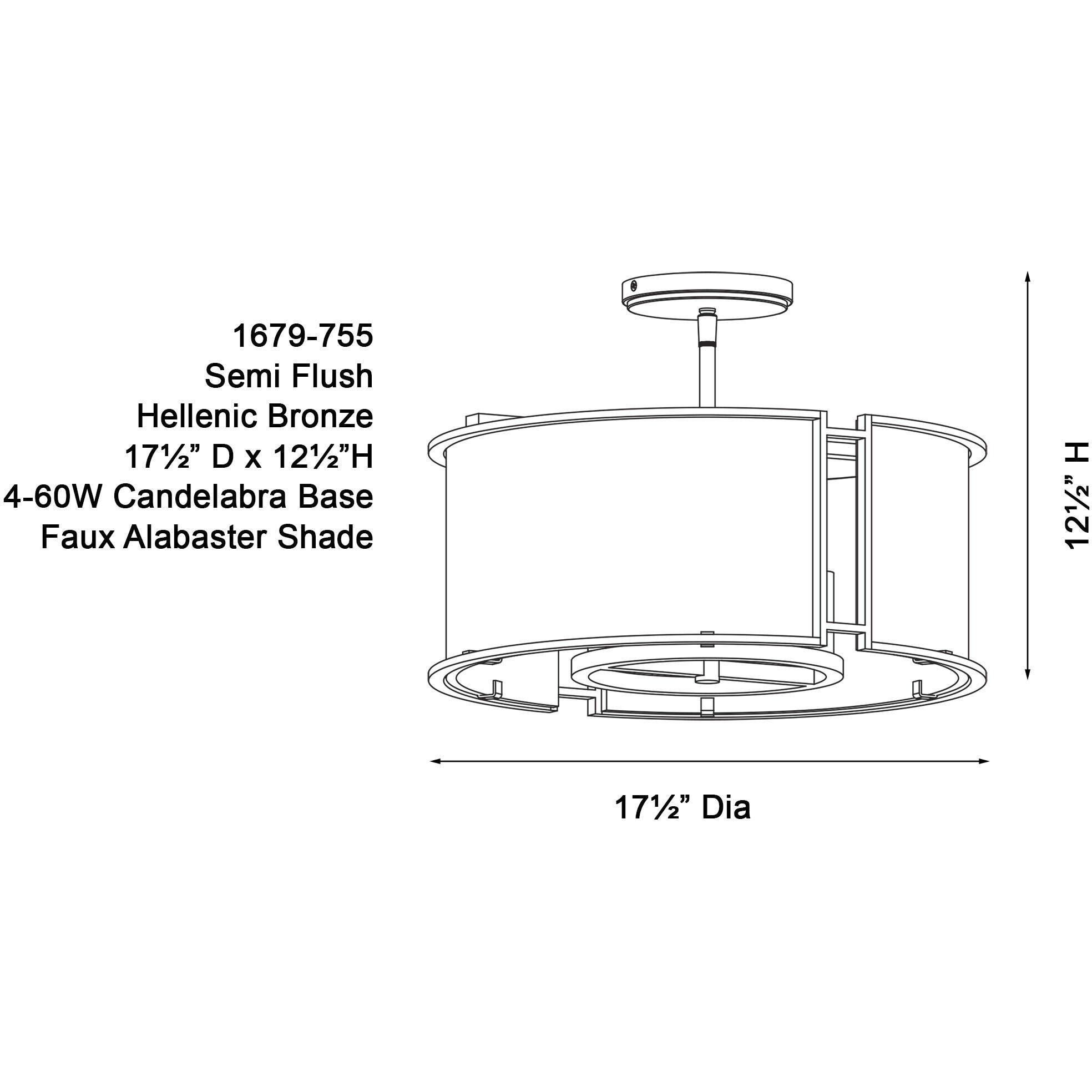 Buchanan 4 Light Hellenic Bronze Semi Flush Mount Ceiling Light